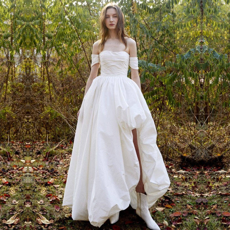 Photography Wedding - فستان زفاف بسيط بكتف واحد بدون
