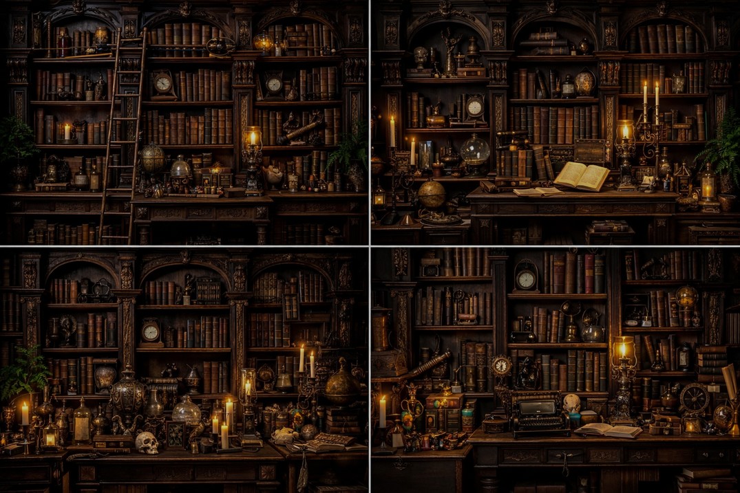 Photography Dark Cloth - خلفيات تصوير للاستوديو بتصميم كتب مكتبة