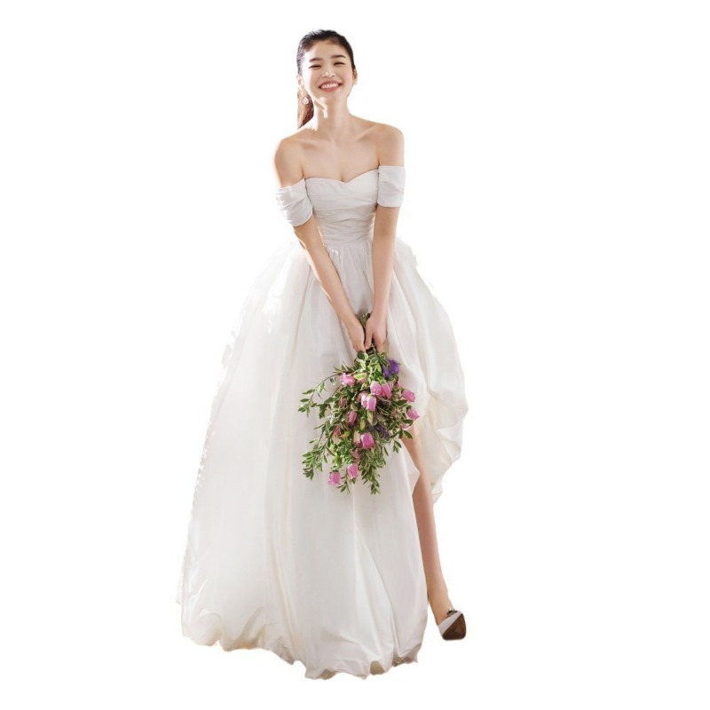 فستان زفاف بسيط بكتف واحد بدون - مراجعة Photography Wedding وسعره