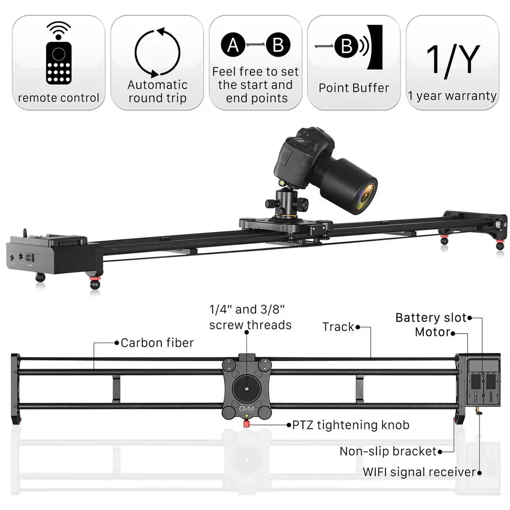 GVM GT-120WD مسار كاميرا متحرك - مراجعة Camera Slider Rail وسعره