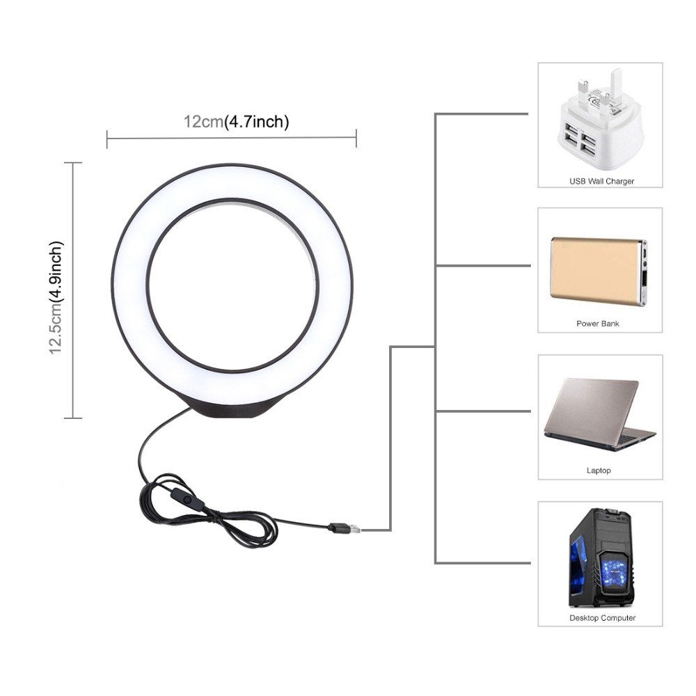 12 سنتيمتر حلقة ضوء USB الضوء  - مراجعة Photography Prompt وسعره