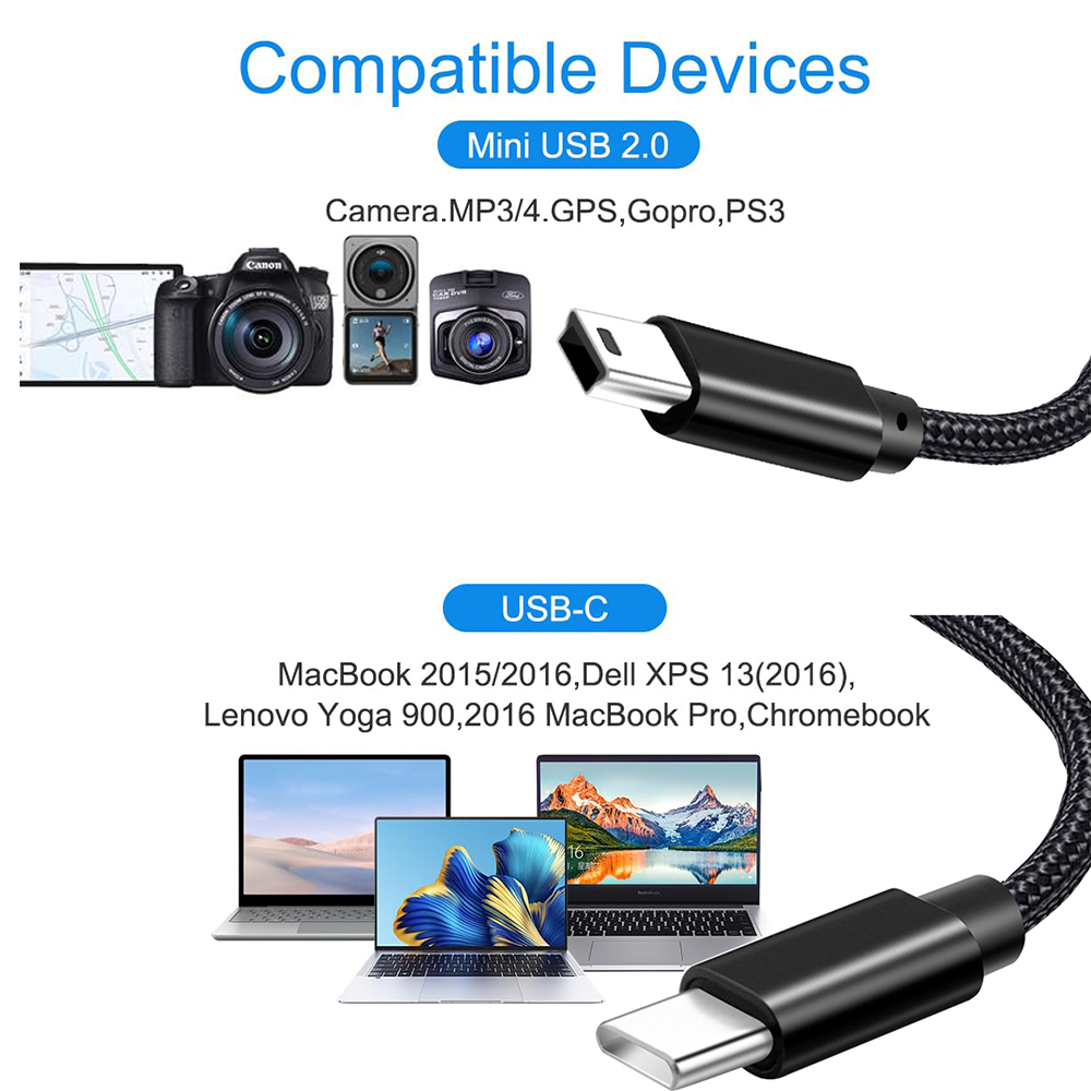 كابل من نوع C إلى Mini USB قصي - مراجعة Photograph Mp3 وسعره